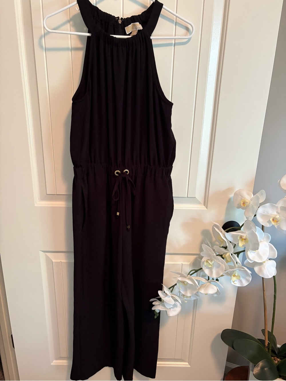 MICHAEL Michael Kors Black Logo Hardware Drawstring Waist Jumpsuit M